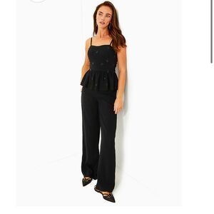 New NWT Lilly Pulitzer Elegant Luella Black Jumpsuit with jewels Size 12